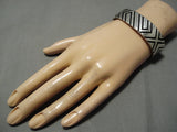 Impressive Vintage Native American Navajo Deep Carved Rivers Sterling Silver Bracelet-Nativo Arts