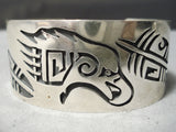 Detailed Vintage Navajo Flying Eagle Sterling Silver Native American Bracelet-Nativo Arts