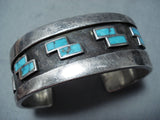 Museum Vintage Native American Hopi Bisbee Turquoise Sterling Silver Bracelet Old-Nativo Arts