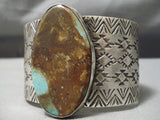 Huge Native American Navajo Royston Turquoise Sterling Silver Stamped Bracelet Cuff-Nativo Arts