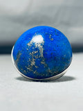 Fascinating Mega Native American Navajo Lapis Sterling Silver Ring-Nativo Arts
