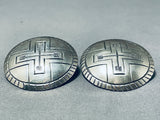 Important Kee Joe Benally Vintage Native American Navajo Sterling Silver Earrings-Nativo Arts