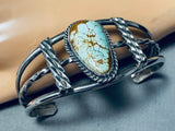 Rare Turquoise Vintage Native American Navajo 8 Turquoise Sterling Silver Bracelet-Nativo Arts