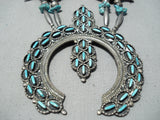 Intricate Vintage Native American Navajo Zuni Turquoise Sterling Silover Squash Blossom Necklace-Nativo Arts