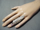 Detailed Navajo Sterling Silver Feather Ring Native American-Nativo Arts