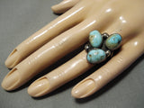 Important Vintage Native American Navajo Dry Creek Turquoise Sterling Silver Ring Old-Nativo Arts