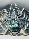 Heavy Spider Rare Turquoise Native American Navajo Sterling Silver Bracelet-Nativo Arts