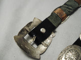 Detailed Vintage Native American Navajo Sterling Silver Repoussed Concho Belt Old-Nativo Arts