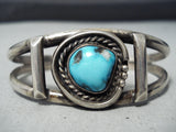 Marvelous Vintage Native American Navajo Bisbee Turquoise Sterling Silver Bracelet Old-Nativo Arts