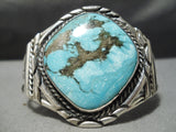 Important Vintage Native American Navajo Blue Diamond Turquoise Sterling Silver Bracelet Old-Nativo Arts