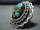 Superb San Felipe 8 Turquoise Sterling Silver Ring Native American-Nativo Arts
