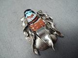 Dolly Banteah Vintage Native American Zuni Turquoise Sterling Silver Pendant Old-Nativo Arts