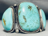 Signed Heavy Vintage 116 Gram Native American Navajo Turquoise Sterling Silver Bracelet-Nativo Arts
