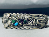 Native American Important Vintage Isleta Turquoise Sterling Silver Bracelet Signed-Nativo Arts