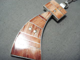 Unique Navajo Native American Spiny Oyster Sterling Silver Kokopelli Necklace-Nativo Arts