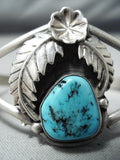 Marvelous Vintage Native American Navajo Morenci Turquoise Sterling Silver Bracelet Old-Nativo Arts