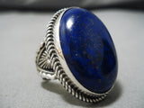 Breathtaking Vintage Navajo Domed Lapis Sterling Silver Native American Ring-Nativo Arts