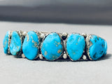 Beautiful Vintage Native American Navajo Morenci Turquoise Sterling Silver Bracelet-Nativo Arts