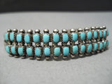 Museum Vintage Zuni Native American Squared Turquoise Sterling Silver Bracelet-Nativo Arts
