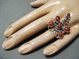 Spectacular Navajo Coral Sterling Silver Dragonfly Ring Native American-Nativo Arts