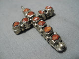 Exceptional Vintage Native American Navajo Cross Pendant Turquoise Sterling Silver Pendant-Nativo Arts
