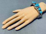 Freddy Thompson Vintage Native American Navajo Blue Turquoise Sterling Silver Bracelet-Nativo Arts
