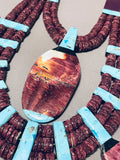Native American The Biggest Best Santo Domingo Turquoise Purple Shell Inlay Necklace-Nativo Arts