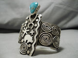 One Best Vintage Native American Navajo Alex Sanchez Turquoise Sterling Silver Bracelet-Nativo Arts