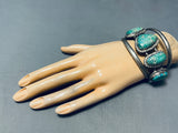 Rare Gilbert Mine Vintage Native American Navajo Turquoise Sterling Silver Bracelet Old-Nativo Arts