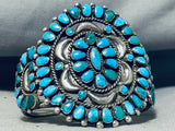 Gigantic Vintage Native American Navajo Blue Green Turquoise Cluster Sterling Silver Bracelet-Nativo Arts
