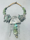 Very Rare Petroglyph Vintage Southwest Turquoise Sterling Silver Necklace-Nativo Arts