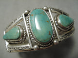 Museum Vintage Native American Navajo 3 Stone Royston Turquoise Sterling Silver Bracelet-Nativo Arts