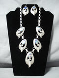 Important Vintage Native American Navajo Tommy Jackson Turquoise Inlay Sterling Silver Necklace-Nativo Arts