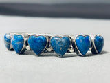 Very Unique Vintage Native American Navajo Heart Lapis Sterling Silver Bracelet-Nativo Arts