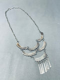 Gorgeous Vintage Native American Zuni Turquoise Inlay Sterling Silver Tiered Necklace-Nativo Arts