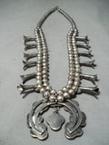 Amazing Vintage Native American Navajo Snake Turquoise Sterling Silver Squash Blossom Necklace-Nativo Arts