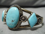 Exceptional Vintage Native American Navajo Sky Blue Turquoise Sterling Silver Bracelet-Nativo Arts