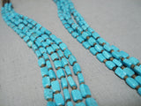 Extremely Rare Vintage Native American Navajo Rectangular Turquoise Necklace Old-Nativo Arts