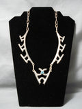 Rare Vintage Native American Navajo Betsoi Family Sterling Silver Turquoise Necklace-Nativo Arts