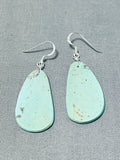 Native American Ravishing Santo Domingo Green Turquoise Sterling Silver Earrings-Nativo Arts