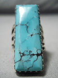 Towering Signed San Felipe Turquoise Sterling Silver Ring-Nativo Arts