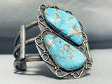 One Of The Best Vintage Native American Navajo Easter Blue Turquoise Sterling Silver Bracelet-Nativo Arts