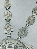 Gasp! Completely Hand Carved Vintage Native American Navajo Bear Sterling Silver Necklace-Nativo Arts