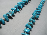 Very Chunky Vintage Native American Navajo Deep Blue Turquoise Heishi Necklace Old-Nativo Arts