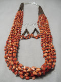 Native American Important Jose Coriz Santo Domingo Coral Sterling Silver Necklace-Nativo Arts