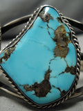 Chunky Huge Vintage Native American Navajo Old Morenci Turquoise Sterling Silver Webbed Bracelet-Nativo Arts