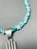 Remarkable Native American Navajo Kingman Turquoise Sterling Silver Necklace Zia-Nativo Arts