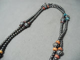 Wrap Around Native American Navajo Turquoise & Spiny Oyster Sterling Silver Necklace L-o-n-g-Nativo Arts