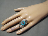Incredible Vintage Native American Navajo Bisbee Turquoise Sterling Silver Ring Old-Nativo Arts