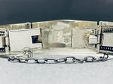 Extremely Intricate Vintage Native American Navajo Turquoise Clasp Sterling Silver Bracelet-Nativo Arts